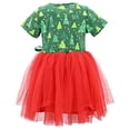 thumbnail image 4 of Girls Holiday Christmas Trees Tutu Dress Outfit Clothes (2Y, Green), 4 of 5