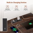 thumbnail image 3 of Farmhouse Tall Nightstand Set of 2 with Charger Station and LED Lights, Bedside Table with 2 Drawers and Adjustable Shelves for Bedroom Living Room, Antique White, 3 of 7