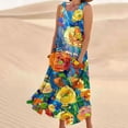 thumbnail image 2 of Dresses for Women Loose Casual Floral Printed Maxi Long Dress Plus Size Sleeveless Round Neck Dresses with Wide Pocket Summer Beach Boho Tank Dress Tshirt Dresses for Ladies, 2 of 5
