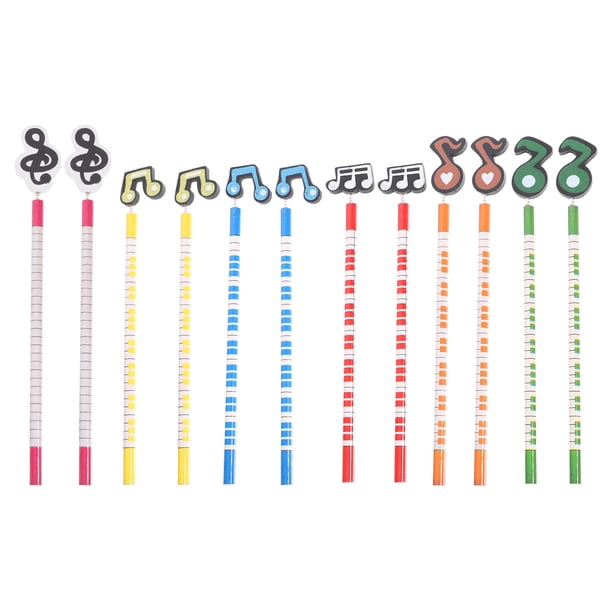 12 lápices de notas musicales de madera con temática musical para artistas, niños y estudiantes.