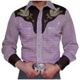 thumbnail image 3 of Mens Long Sleeve Shirt Western Cowboy Embroidered Slim Fit Casual Button Down With Pockets Tops, 3 of 7