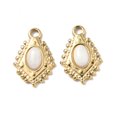 thumbnail image 2 of PVD Vacuum Plating 201 Stainless Steel White Jade Pendants Real 18K Gold Plated Kite Charms 16.5x11.5x4mm Hole: 1.8mm, 2 of 4