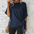 thumbnail image 4 of Rezuofi 1 Pcs Women's Batwing Sleeve Knot Side Round Neck Blouse Shirt Top 2025, 4 of 5