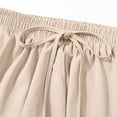 thumbnail image 6 of Pimfylm Womens Flowy Athletic Shorts Summer High Waisted Loose Wide Leg Drawstring Beach Shorts with Pocket Beige, XL, 6 of 9