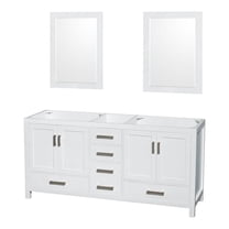 Wyndham Collection Sheffield 71" Mirrors Wood Double Bathroom Vanity in White