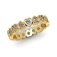 thumbnail image 2 of Natural .60Ct Round Cut Brilliant Diamond Heart Women's Anniversary Wedding Eternity Band Ring Solid 18k Yellow Gold F VS2, 2 of 3