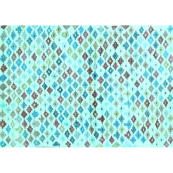 Ahgly Company Indoor Rectangle Southwestern Light Blue Country Area Rugs, 3' x 5'