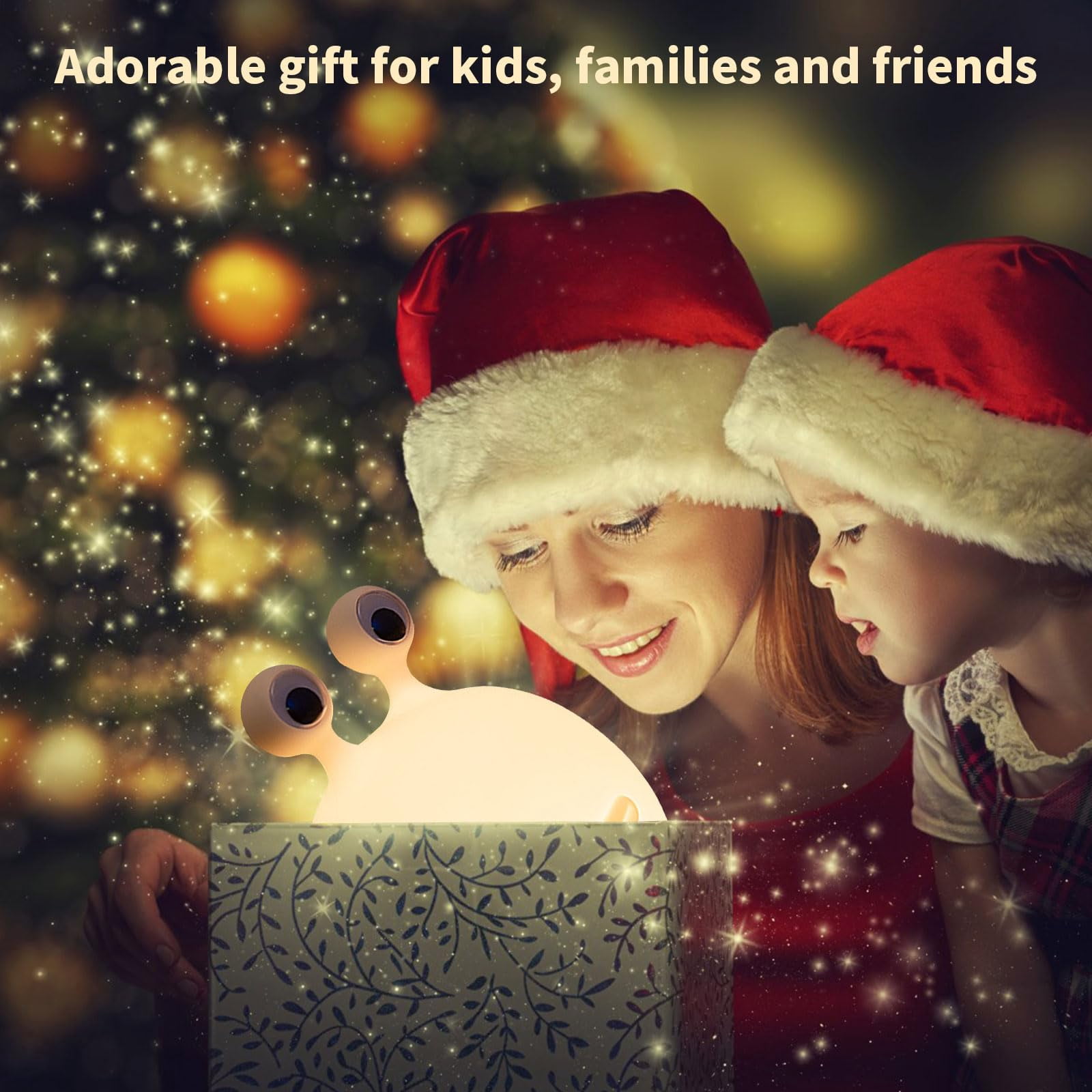 Slug Night Light for Kids, BPA-Free ABS & Silicone Baby Nursery Bedside Lamp USB Rechargeable, Adjustable Brightness, Auto-Off Setting, Cute Christmas Birthday Gift for Girls Boys