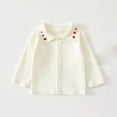 thumbnail image 2 of ZyeKqe Baby Clothes Infant Girl Cotton Tops Button down Long Sleeve Shirts Kids Solid Color Babydoll Collar T-Shirt Top Blouses, 2 of 3
