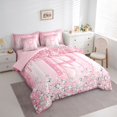 thumbnail image 3 of Homewish Monogrammed P Theme 7-Piece Bedding Comforter Set,Cartoon Stereoscopic Diamond King Bedding Sets,Pink Sparking Print Bed Sheets For Girl Teens,Ultra Soft Bedroom Decor Reversible, 3 of 8