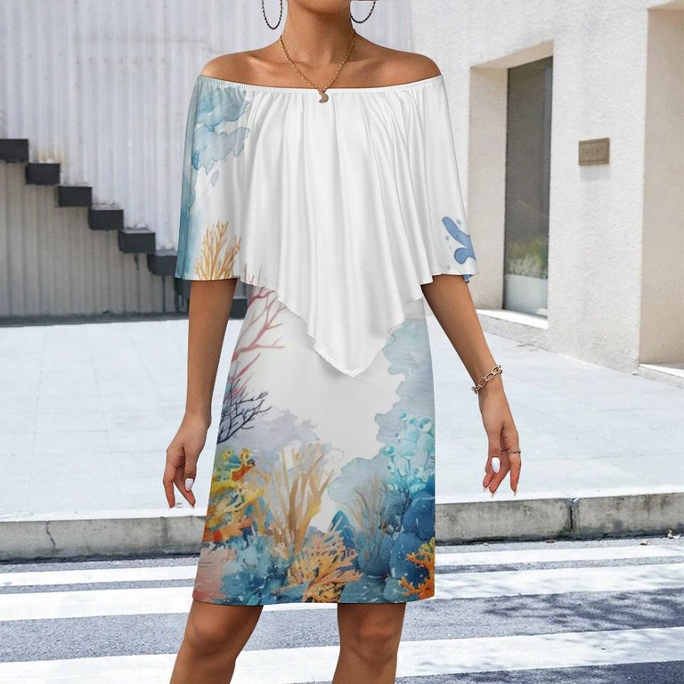 Watercolor Coral Reef (7) Women's Off The Shoulder Ruffles Summer Wedding Guest Loose Casual Party Beach Dress - Walmart.com Watercolor Coral Reef (7) Women's Off The Shoulder Ruffles Summer Wedding Guest Loose Casual Party Beach Dress - Walmart.com