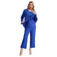 thumbnail image 2 of TTAO Womens Elegant Wedding Guest Pants Suit 3 Piece Set Formal Chiffon Lace Evening Party Outfits Blue-B XL, 2 of 7