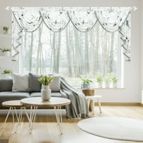 VOGOL Extra Wide Sheer Valance, Grey Butterfly Print Curtains for Nursery Decor, 110x43 Inches