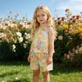 thumbnail image 2 of Toddler Girls Outfits 2 Piece Set Sleeveless Straps Floral Print Tops And Shorts Summer Clothes Kids Clothing Set Size 18-24 Months, 2 of 4