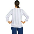 thumbnail image 2 of Alfred Dunner Womens Womens Crewneck Three-Quarter Bell Sleeve Stripe Sweater With Removable Necklace, 2 of 6