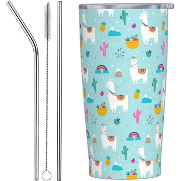 Cat Tumbler with Lid and Straw, 20 oz Stainless Steel Insulated Water Bottle Coffee Mug, Gifts for Cat Lovers