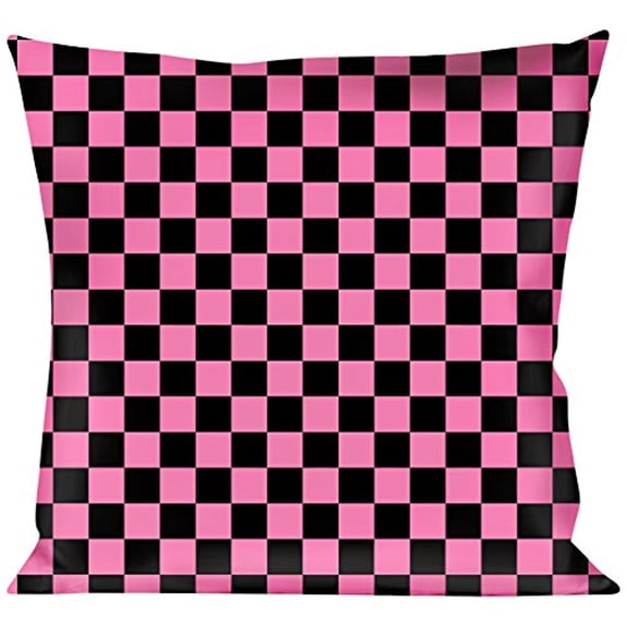 Buckle-Down Throw Pillow - Checker Black Pink