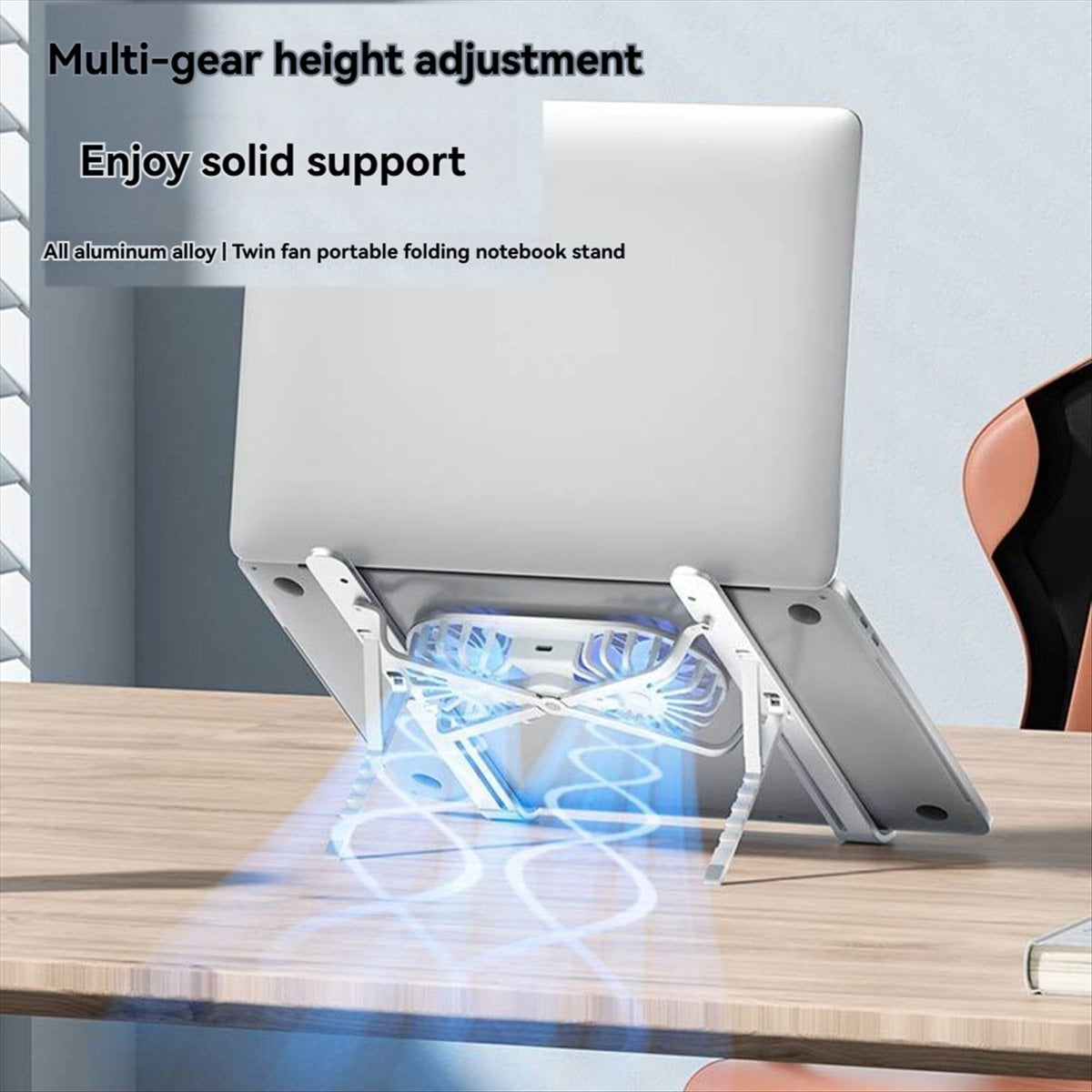 Foldable Laptop Stand with Cooling Fan, Cooler Pad for Tablet - Enhanced Cooling Support and Portable Design D Silver