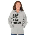 thumbnail image 4 of Love God and Others Christian Quote Unisex Fleece Graphic Zip Up Hoodie Brisco Brands 4X, 4 of 5