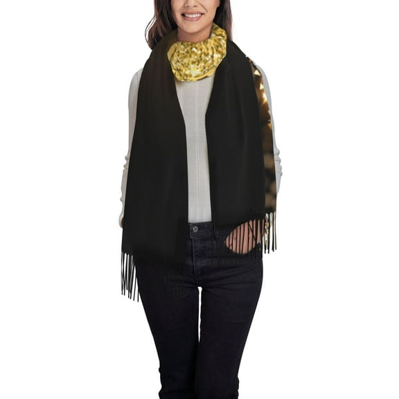 Haiem Golden Glitter And Light Pattern Women's Long Blanket Scarf Chunky Oversized Winter Fall Warm Scarf Big Tartan Scarves Wrap Shawl Ladies Gifts