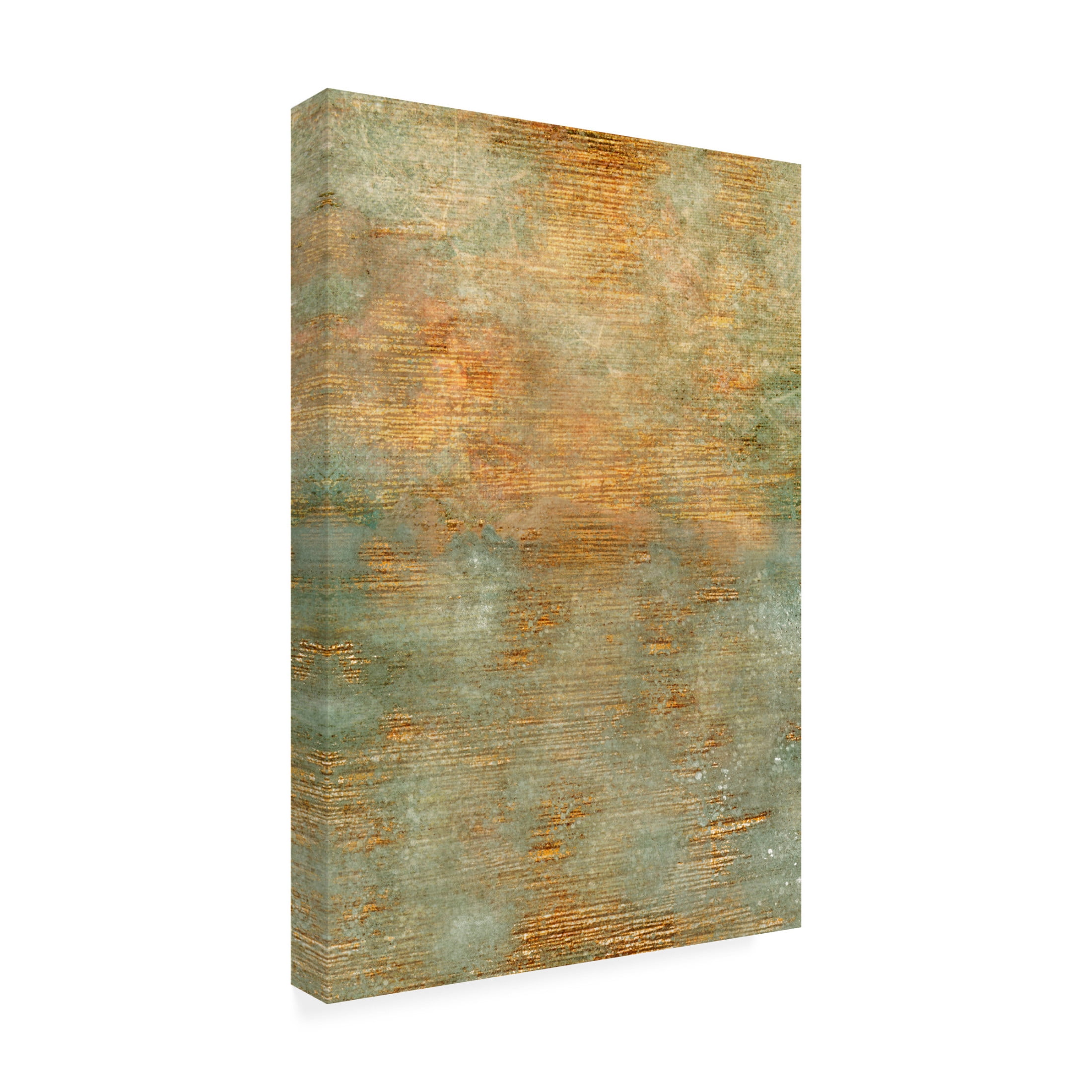 Canvas Wall Art - Bilge Paksoylu 'Abstract Green Gold Art' Wall Art for Living Room, Bedroom, or Office Décor by Trademark Fine Art - 12 x 19 Inches
