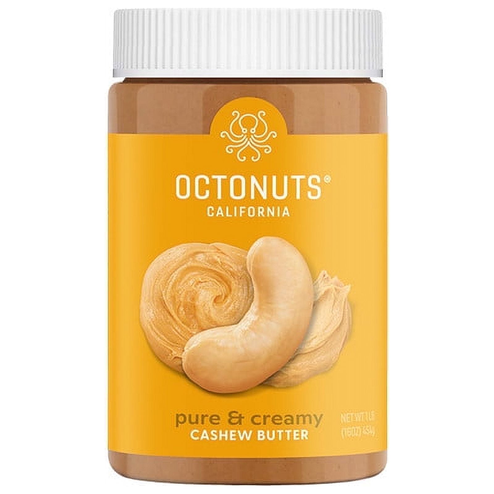 Octonuts Dry Roasted Pure Cashew Nut Butter 16oz - Pure Creamy Nut Butter - Heart Healthy and Delicious - Gluten Free, Vegan, Kosher, Paleo, Non-GMO Nut Butters Single Ingredient