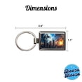 thumbnail image 3 of Sci-fi Apocalypse Cityscape City At Night Under a Large Full Moon Metal Rectangle Keychain, 3 of 7