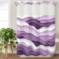 thumbnail image 3 of Purple Ombre No Hook Shower Curtain Waterproof, Bathroom Curtains with Snap in Liners and See Through Top Window, Modern Geometric Moire Abstract Art Hotel Style Bathtub Curtains Shower 72"Wx84"L, 3 of 8