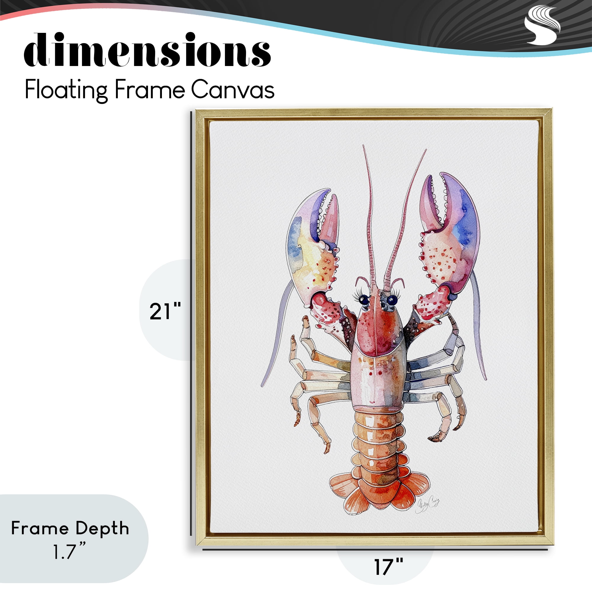 Stupell Industries Coral Claw Lobster Gold Framed Floater Canvas Wall Art, design by Shelly Craig