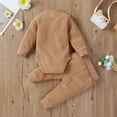 thumbnail image 4 of MHZLDYZ Summer Outfits for Girls Newborn Fall Winter 2Pcs Outfits Baby Boy Girl Clothes Set Ribbed Outfits Unisex Infant Solid Color Long Sleeve Tops Pants Set (Coffee,90), 4 of 6