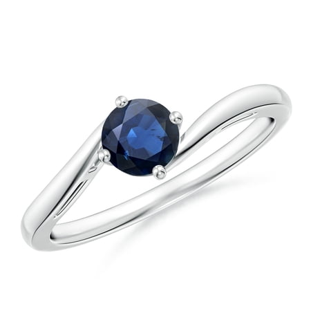 ANGARA Natural Classic Round Sapphire Solitaire Bypass Ring in 925 Sterling Silver for Women (Size-5mm) | September Birthstone Anniversary Jewelry Gift for Women | Natural Blue Sapphire Ring