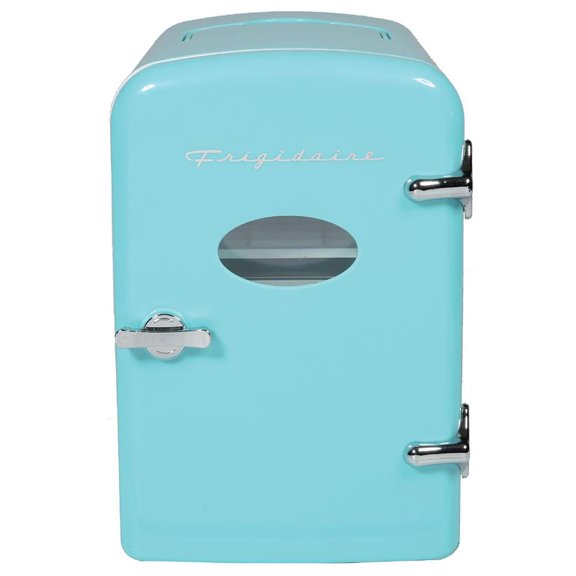 Frigidaire 9 Can Retro Personal Mini Fridge, 6L Portable Cooler with AC & 12V Car Adapter, Compact Beverage Cooler for Drinks, Skincare, and Snacks
