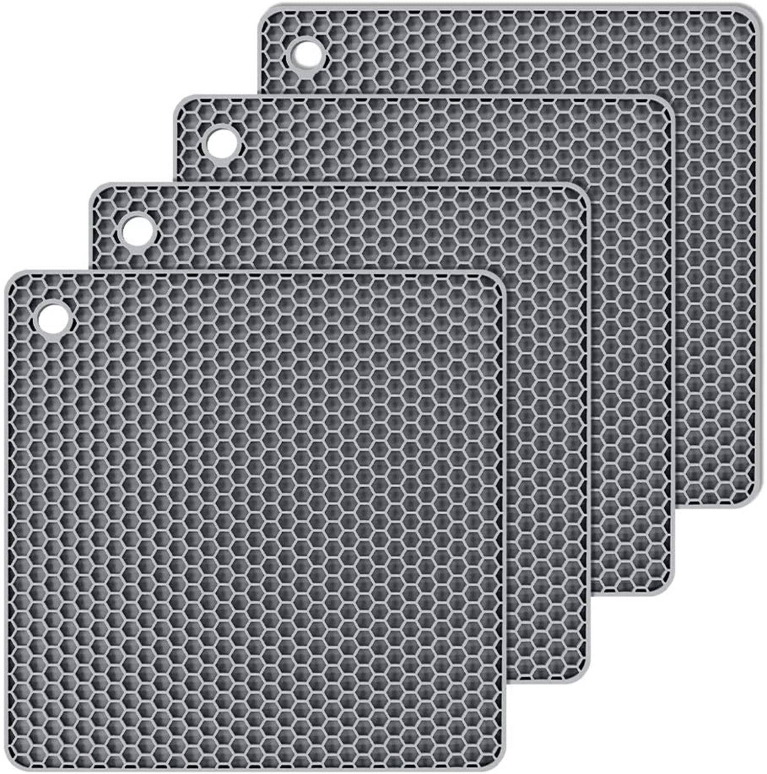 Kepooman 7" Multipurpose Non Slip Silicone Hot Pads for Hot Dishes, Gray Kepooman 7" Multipurpose Non Slip Silicone Hot Pads for Hot Dishes, Gray