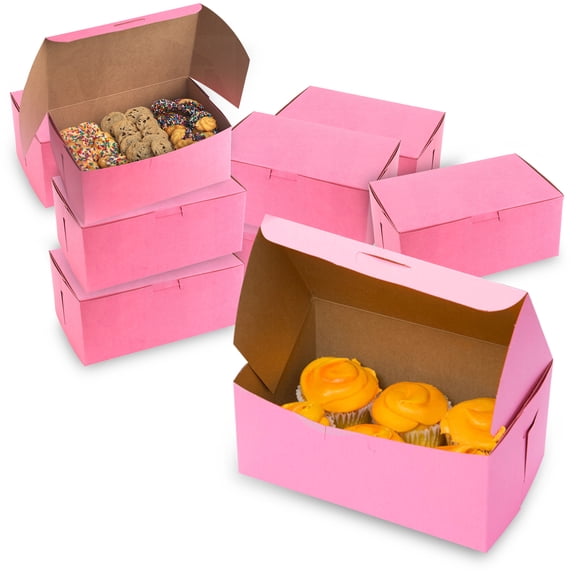 MT Products Pink Cookie Box - 8" x 5" x 3.5" Bakery Boxes - Pack of 15