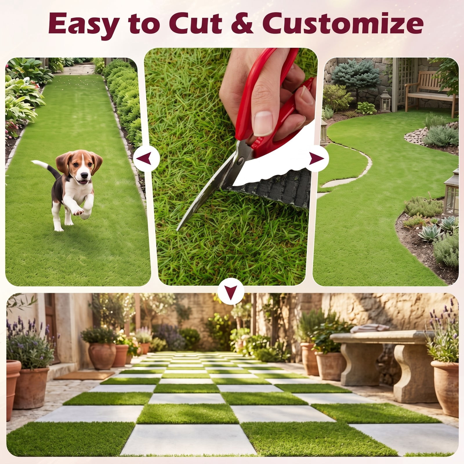 ALPULON 15 x 7 FT Artificial Turf Grass Rug, Realistic Synthetic Lawn Mat with Low 0.75 Inch Pile Height and Drainage Holes for Balcony Backyard Patio Pet Dog, Green