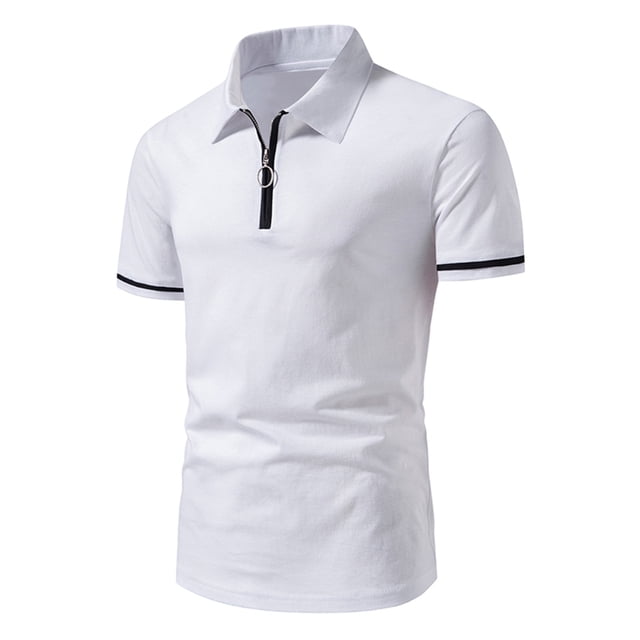 Dvkptbk T-Shirt Homme Décontracté Ajusté Patchwork Manches Courtes Col Rabattu en Solde