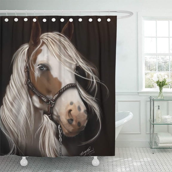 CYNLON Paint Soul Seeker Horse Farm Western Bathroom Decor Bath Shower Curtain 60x72 inch