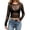 Black, variant on Women's Sheer Mesh Long Sleeve See Through Crop Top, Sexy Sparkle Layering Tee with Mock Neck, Going Out Night Club Blouse for Summer Black L