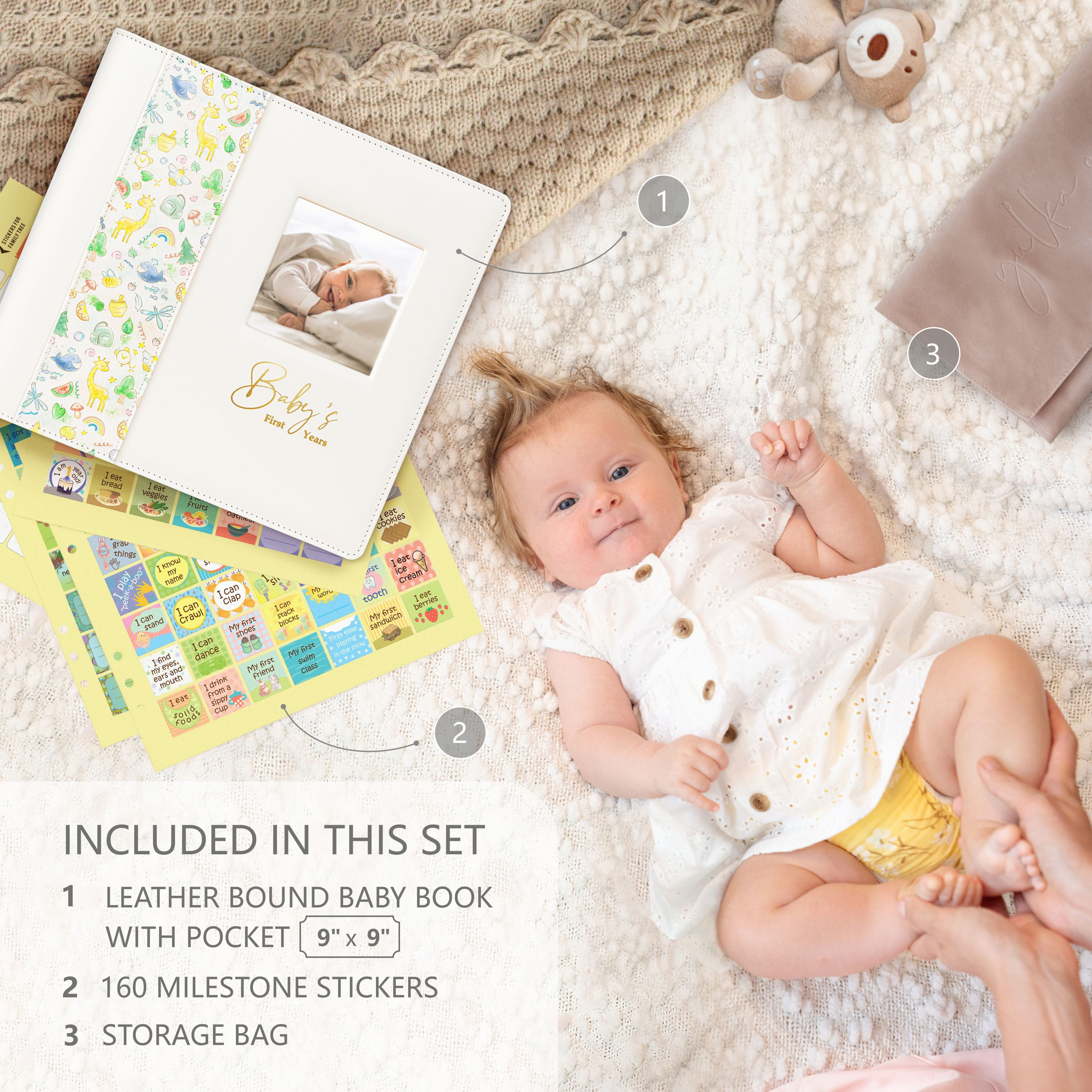Leather-Bound Baby Memory Book, Baby Shower Gift
