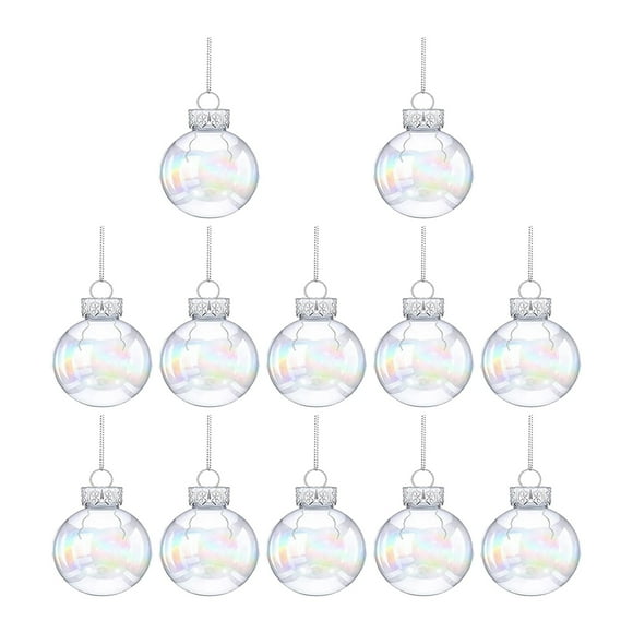 Clear Iridescent Christmas Balls, Fillable Balls Ornaments, Iridescent Ball Xmas 12PCS