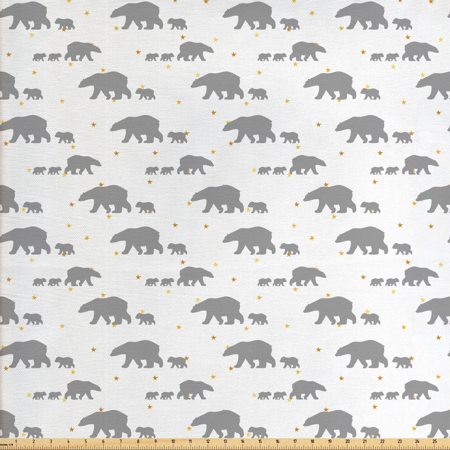 Polar Bear Fabric by The Yard, Grey Silhouettes of Mother and Child ...