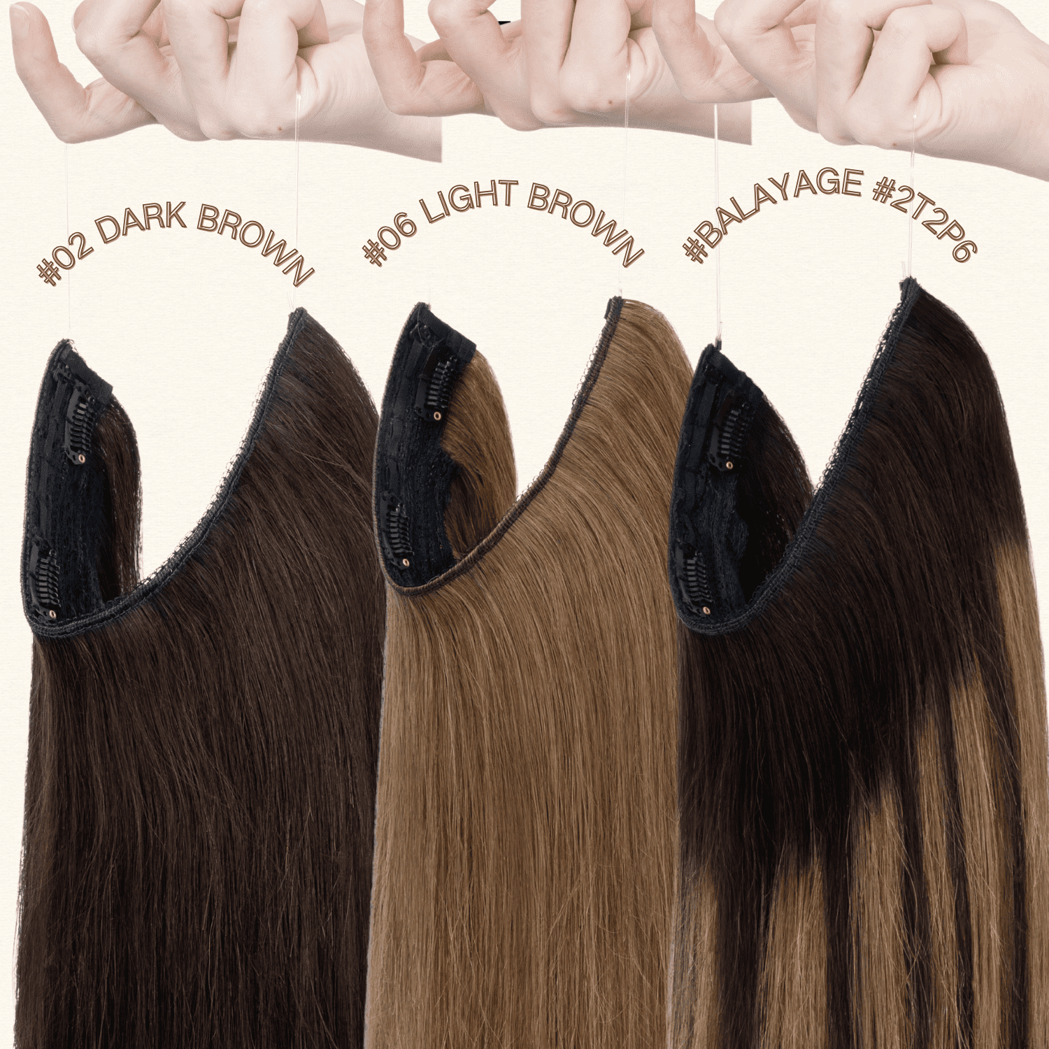Hidden Secret Clip in Extensions Real Hair Wire in Weft One Piece THICK Human Hair Extensions Headband With 4 Clips Adjustable Brown
