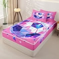 thumbnail image 2 of Castle Fairy Abstract Crystal Soccer Zipper Full Size Comforter Sets with Fitted Sheet and 2 Pillowcases, Sport Theme Zipper Bedding Set, Pink Blue Black,4pcs,Pink Reversible, 2 of 6