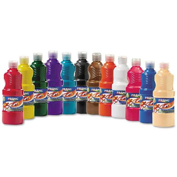 Prang ReadytoUse Tempera Paint, 12 Assorted Colors, 16 oz, 12/Pack