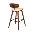 thumbnail image 3 of Armen Living Fox 28.5" Faux Leather & Wood Kitchen Bar Stool in Cream/Walnut, 3 of 7