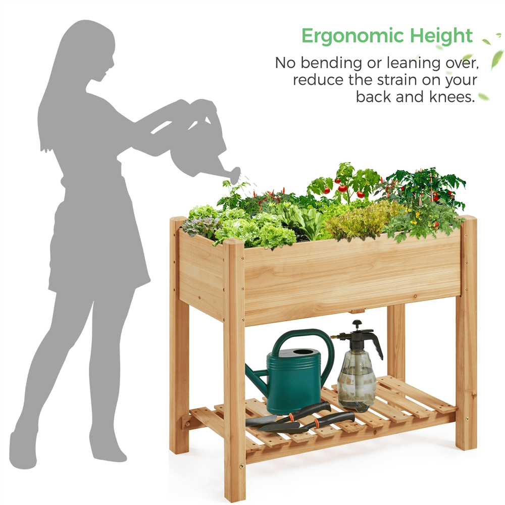 Renwick Wooden Raised Garden Bed with Legs, Light Brown
