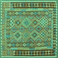 thumbnail image 1 of Ahgly Company Machine Washable Indoor Square Southwestern Turquoise Blue Country Area Rugs, 7' Square, 1 of 4