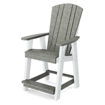 Wildridge Heritage Balcony Counter Chair, Dark Gray and White - Outdoor Weather Resistant Recycled Plastic Furniture for Patio
