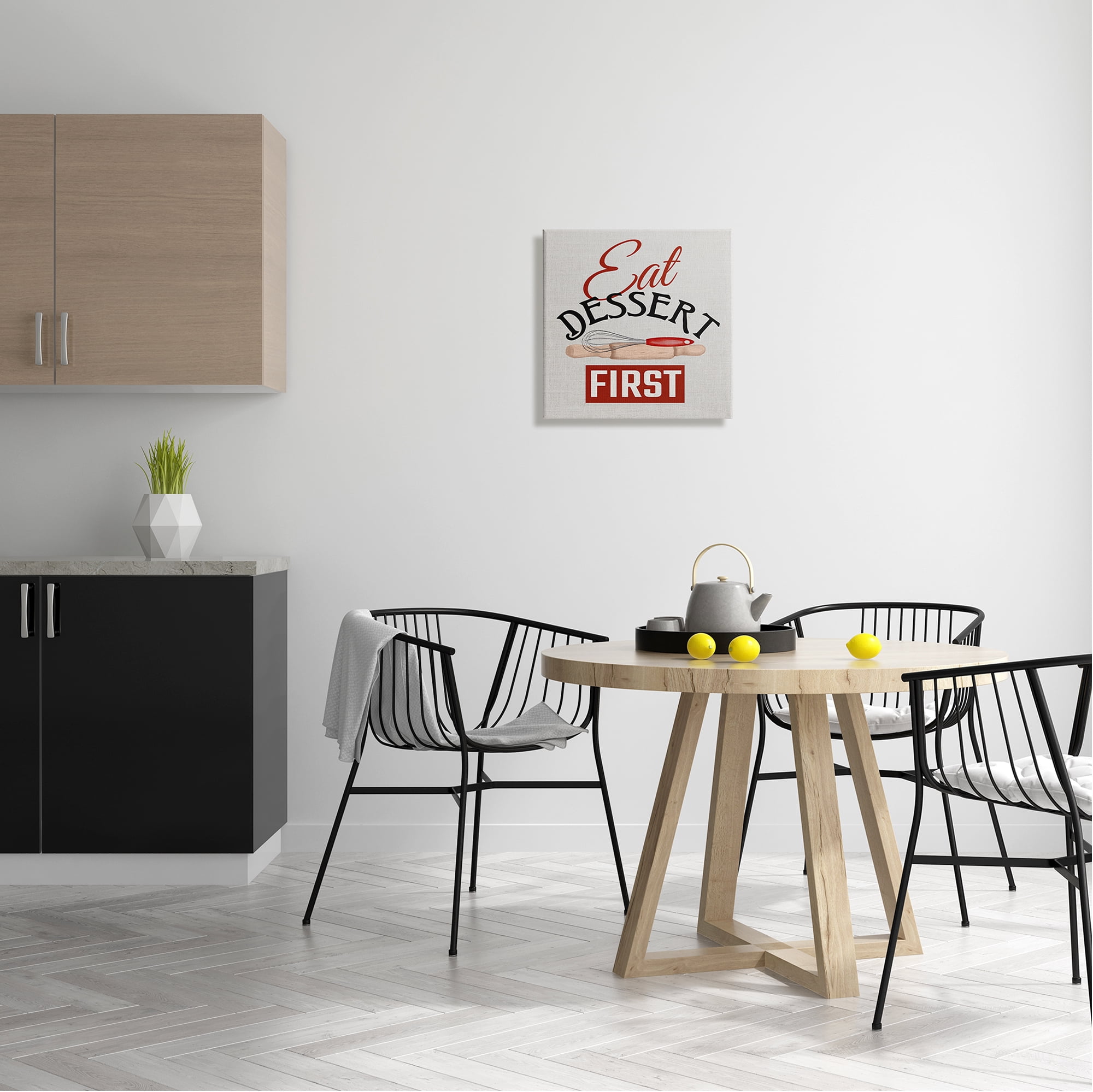 Stupell Industries Eat Dessert First Phrase Food & Beverage Painting Gallery Wrapped Canvas Print Wall Art, 17 x 17