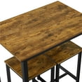 thumbnail image 4 of Yaheetech Industrial 3-Piece Dining Table Set w/ 2 Stools for Kitchen, Dining Room, Rustic Brown, 4 of 8